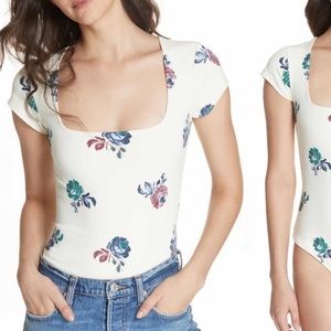 NWT free people square eyes floral bodysuit